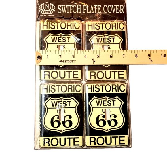 Rustic Metal Historic West US Route 66 Switch Plate Cover Antique White Black - Picture 8 of 10